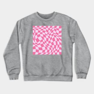 Pretty Pink Checkerboard Warp Pattern Crewneck Sweatshirt